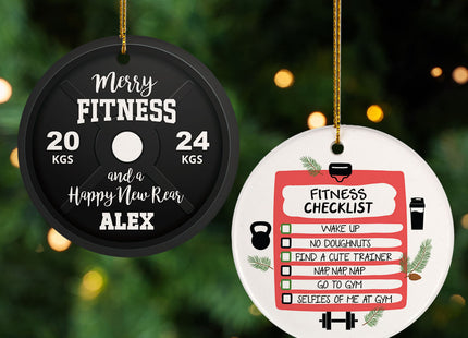 decorative personalized merry fitness christmas ornament – Christmas ornament, holiday tree decoration or gift