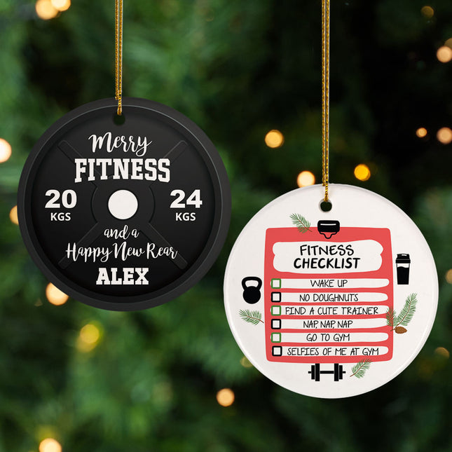 decorative personalized merry fitness christmas ornament – Christmas ornament, holiday tree decoration or gift