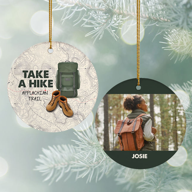 engraved personalized take a hike christmas ornament – Christmas ornament, holiday tree decoration or gift