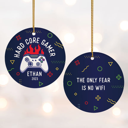 holiday personalized hard core gamer christmas ornament – Christmas ornament, holiday tree decoration or gift