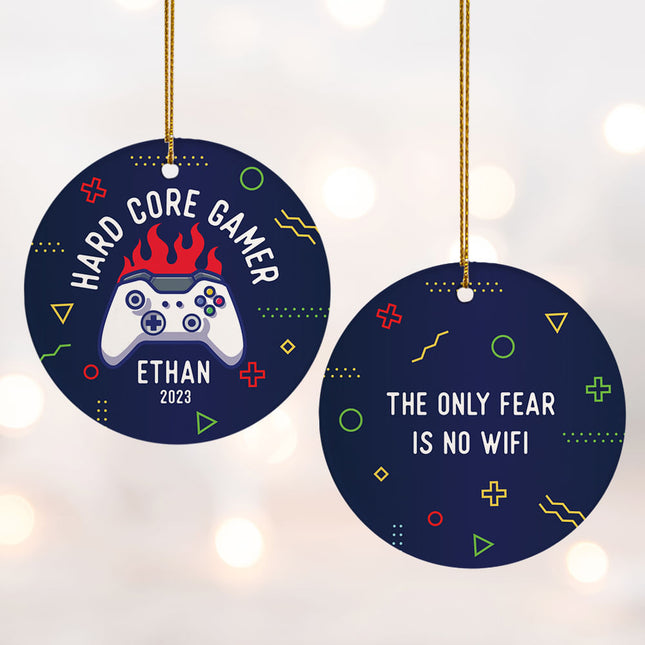 holiday personalized hard core gamer christmas ornament – Christmas ornament, holiday tree decoration or gift