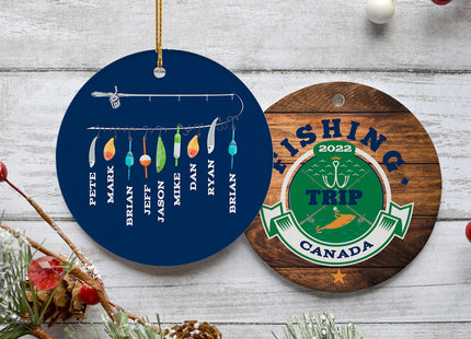 decorative personalized fishing trip group christmas ornament – Christmas ornament, holiday tree decoration or gift