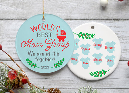custom personalized best mom group christmas ornament – Christmas ornament, holiday tree decoration or gift