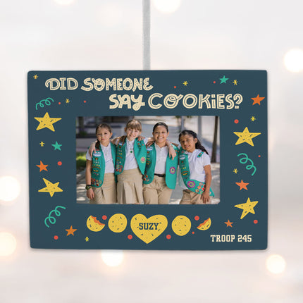 holiday personalized girl scouts picture frame photo ornament – Christmas ornament, holiday tree decoration or gift