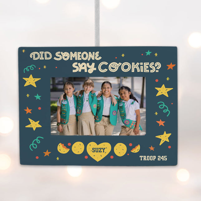 holiday personalized girl scouts picture frame photo ornament – Christmas ornament, holiday tree decoration or gift