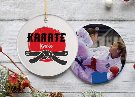 holiday personalized karate belt photo christmas ornament – Christmas ornament, holiday tree decoration or gift