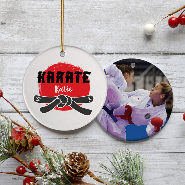 holiday personalized karate belt photo christmas ornament – Christmas ornament, holiday tree decoration or gift