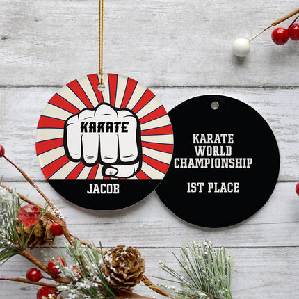decorative personalized karate punch christmas ornament – Christmas ornament, holiday tree decoration or gift