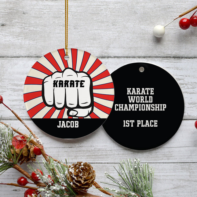 decorative personalized karate punch christmas ornament – Christmas ornament, holiday tree decoration or gift
