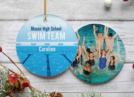 personalized personalized swim team pool photo christmas ornament – Christmas ornament, holiday tree decoration or gift