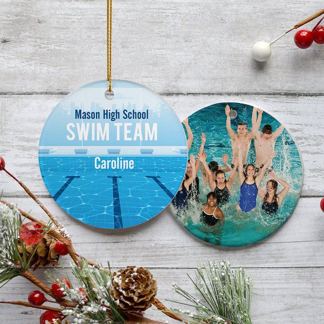 personalized personalized swim team pool photo christmas ornament – Christmas ornament, holiday tree decoration or gift