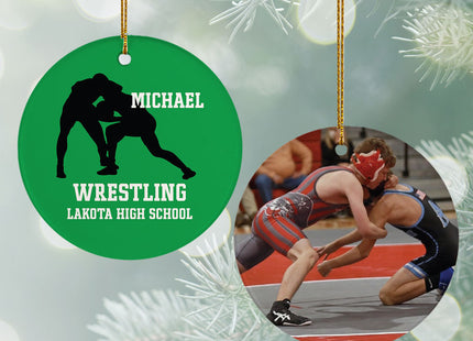 engraved personalized wrestling team photo christmas ornament – Christmas ornament, holiday tree decoration or gift