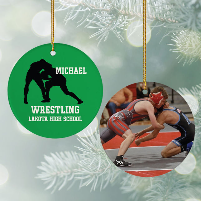 engraved personalized wrestling team photo christmas ornament – Christmas ornament, holiday tree decoration or gift