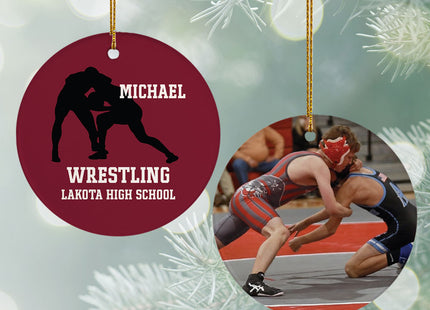 holiday personalized wrestling team photo christmas ornament – Christmas ornament, holiday tree decoration or gift