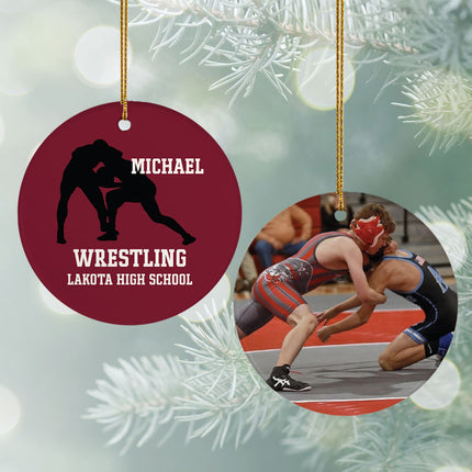 holiday personalized wrestling team photo christmas ornament – Christmas ornament, holiday tree decoration or gift