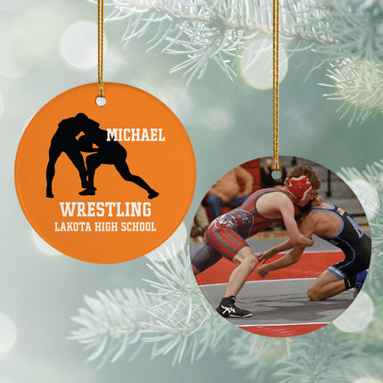 engraved personalized wrestling team photo christmas ornament – Christmas ornament, holiday tree decoration or gift