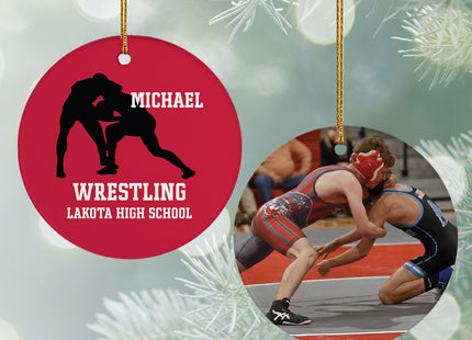 holiday personalized wrestling team photo christmas ornament – Christmas ornament, holiday tree decoration or gift