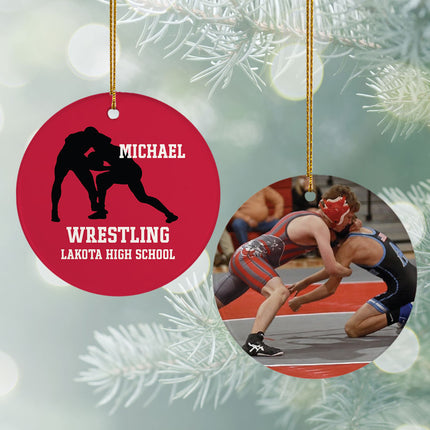 holiday personalized wrestling team photo christmas ornament – Christmas ornament, holiday tree decoration or gift