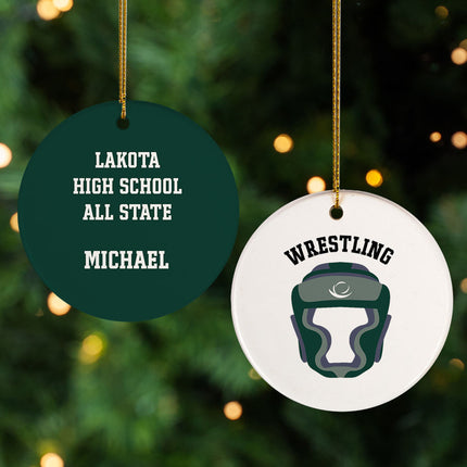 engraved personalized wrestling helmet photo christmas ornament – Christmas ornament, holiday tree decoration or gift