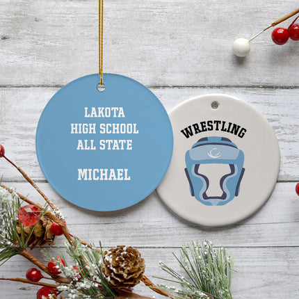 holiday personalized wrestling helmet photo christmas ornament – Christmas ornament, holiday tree decoration or gift