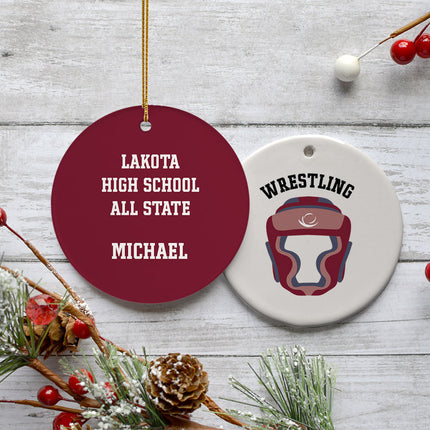 engraved personalized wrestling helmet photo christmas ornament – Christmas ornament, holiday tree decoration or gift