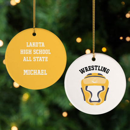 custom personalized wrestling helmet photo christmas ornament – Christmas ornament, holiday tree decoration or gift
