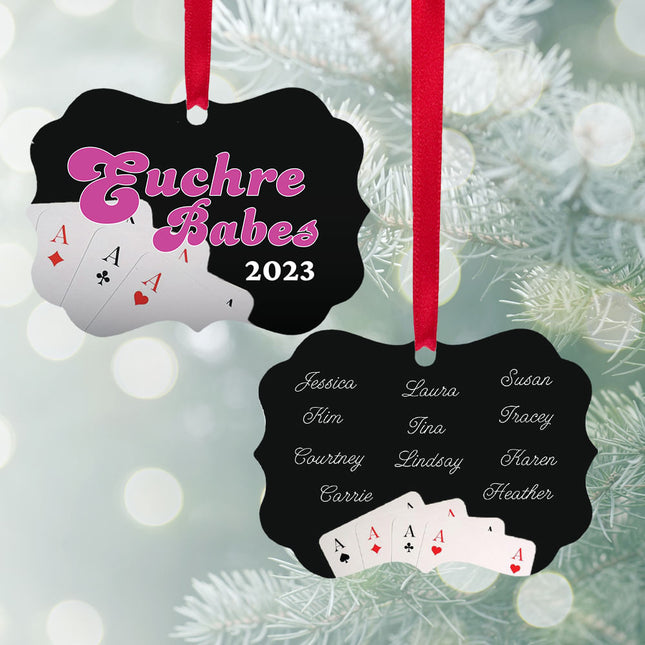 engraved personalized euchre babes christmas ornament – Christmas ornament, holiday tree decoration or gift