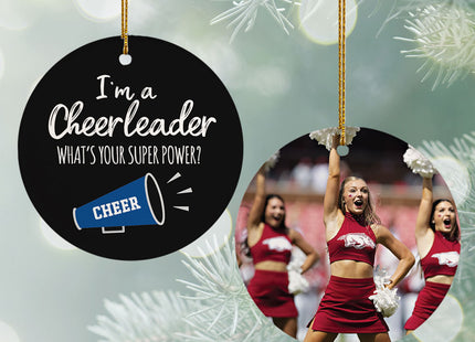 personalized personalized cheerleader super power photo christmas ornament – Christmas ornament, holiday tree decoration or g