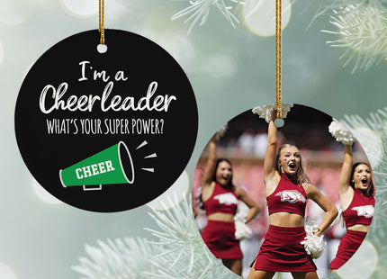 keepsake personalized cheerleader super power photo christmas ornament – Christmas ornament, holiday tree decoration or gift