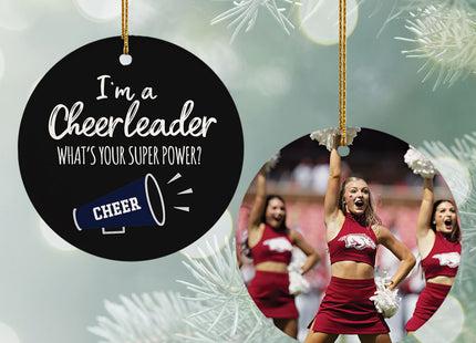 personalized personalized cheerleader super power photo christmas ornament – Christmas ornament, holiday tree decoration or g
