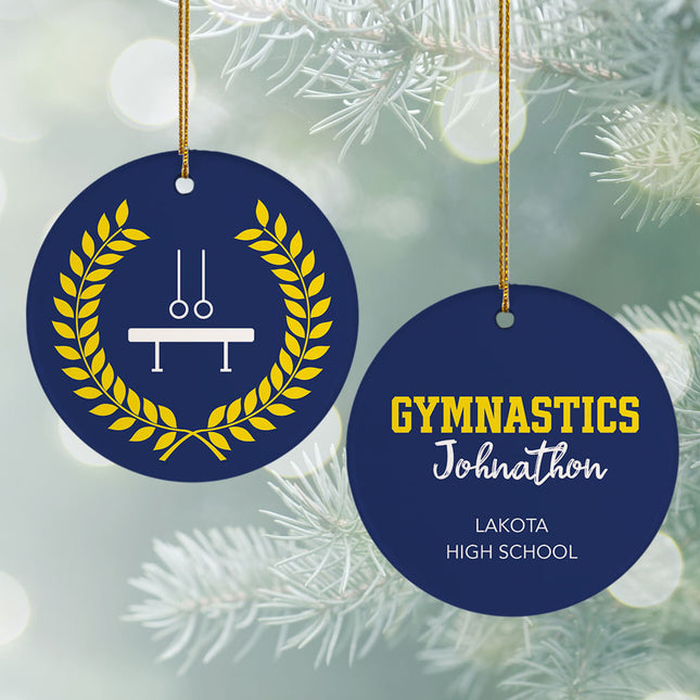 decorative personalized gymnastics laurel christmas ornament – Christmas ornament, holiday tree decoration or gift