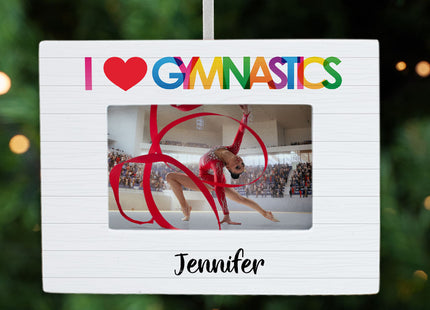custom personalized gymnastics picture frame photo ornament – Christmas ornament, holiday tree decoration or gift
