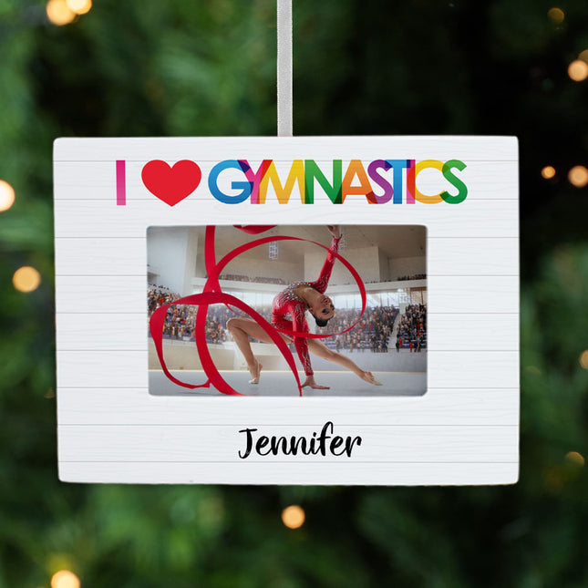 custom personalized gymnastics picture frame photo ornament – Christmas ornament, holiday tree decoration or gift