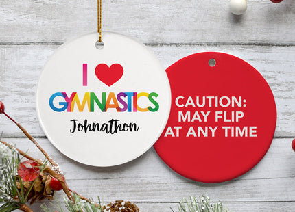 engraved personalized i love gymnastics christmas ornament – Christmas ornament, holiday tree decoration or gift