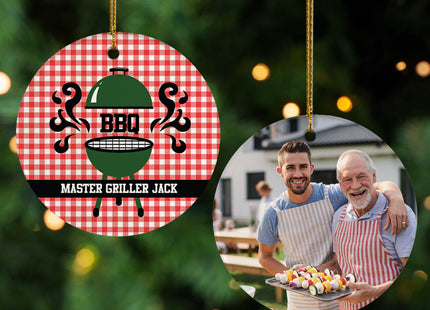 engraved personalized bbq photo christmas ornament – Christmas ornament, holiday tree decoration or gift