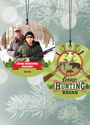 "Gone Hunting" Personalized Wood Ornament - ORNAMENT SHOP EXCLUSIVE