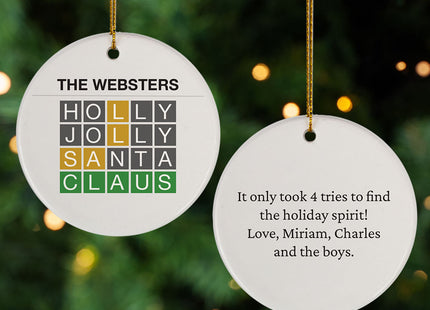 engraved personalized word game santa christmas ornament – Christmas ornament, holiday tree decoration or gift