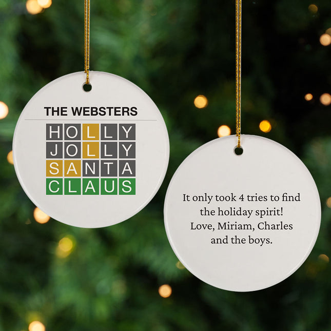 engraved personalized word game santa christmas ornament – Christmas ornament, holiday tree decoration or gift