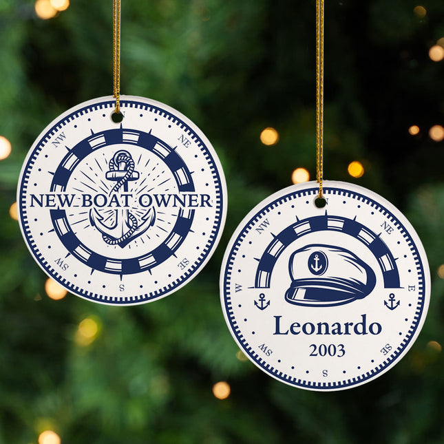 personalized personalized new boat christmas ornament – Christmas ornament, holiday tree decoration or gift