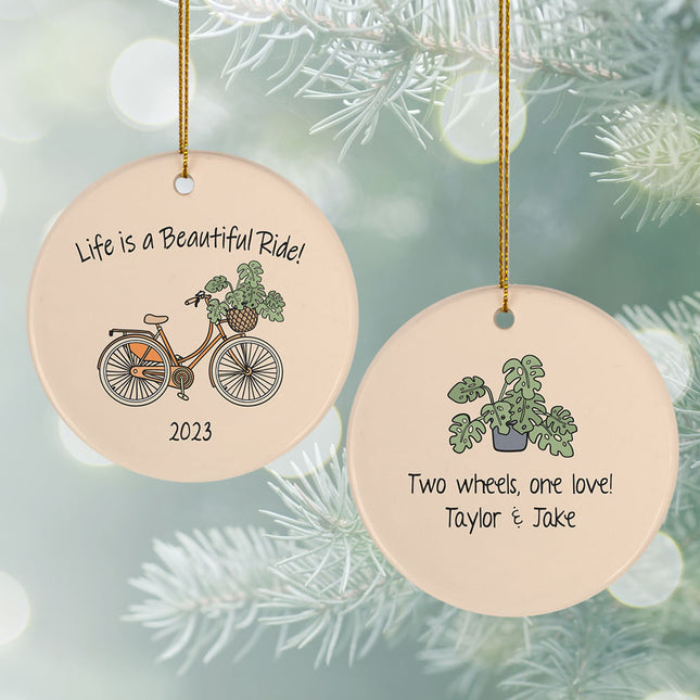 custom personalized biking christmas ornament – Christmas ornament, holiday tree decoration or gift