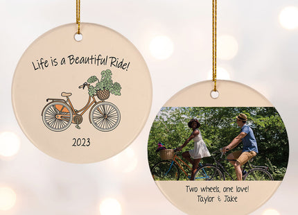 engraved personalized biking photo christmas ornament – Christmas ornament, holiday tree decoration or gift