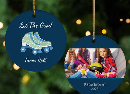 holiday personalized girl skating christmas ornament – Christmas ornament, holiday tree decoration or gift
