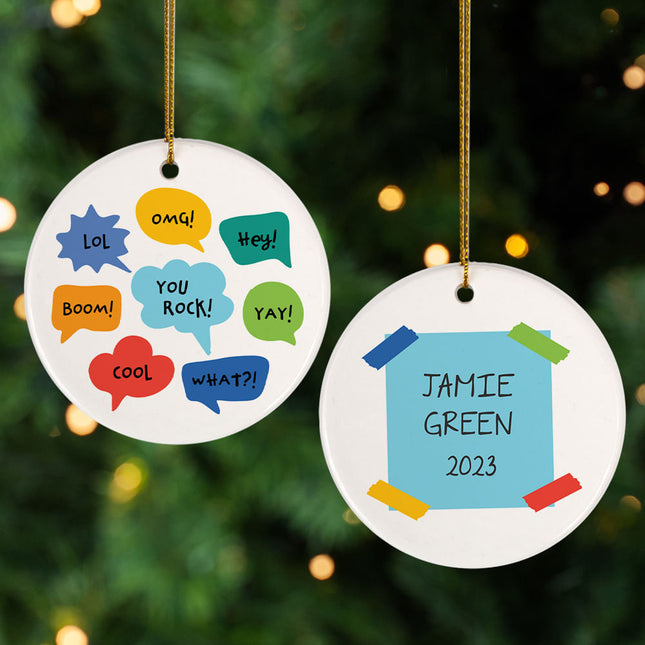personalized personalized speech bubble boy christmas ornament – Christmas ornament, holiday tree decoration or gift