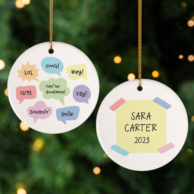 engraved personalized speech bubble girl christmas ornament – Christmas ornament, holiday tree decoration or gift