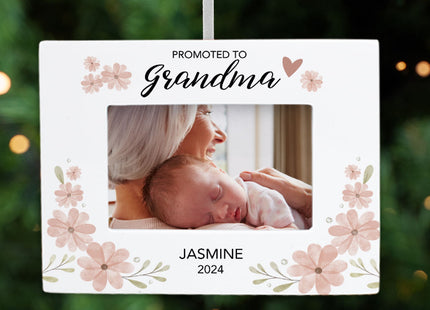 keepsake personalized promoted to grandma picture frame photo ornament – Christmas ornament, holiday tree decoration or gift