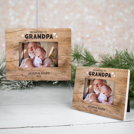 Promoted to Grandpa Personalized Photo Frame Ornament - - created by ORNAMENT SHOP