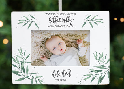 decorative personalized officially adopted picture frame photo ornament – Christmas ornament, holiday tree decoration or gift