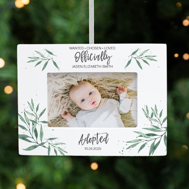decorative personalized officially adopted picture frame photo ornament – Christmas ornament, holiday tree decoration or gift