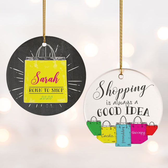 keepsake personalized shopping christmas ornament – Christmas ornament, holiday tree decoration or gift