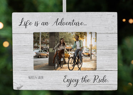 holiday personalized biking picture frame photo ornament – Christmas ornament, holiday tree decoration or gift